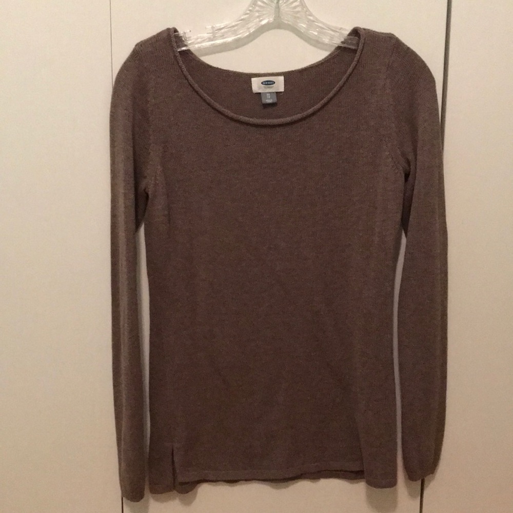 Plum Loose Scoop Neck Knit Sweater